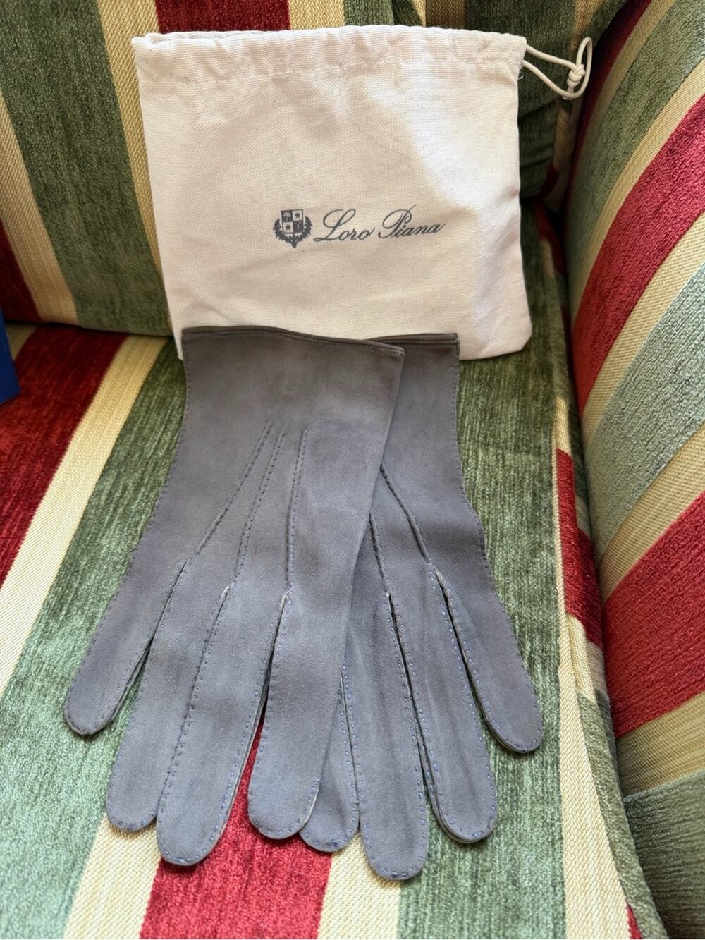 🗽Loro Piana Men's Suede Gloves in Gray